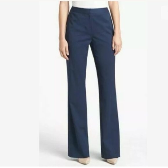 LAFAYETTE 148 Flat Front Trousers Navy - Picture 1 of 7